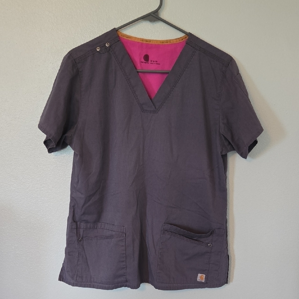 Carhartt | Gray V Neck Scrub Top Size Medium